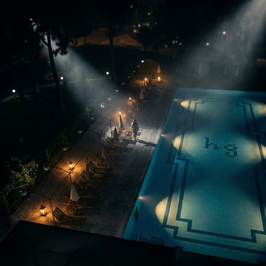 Poolreflexion bei Nacht