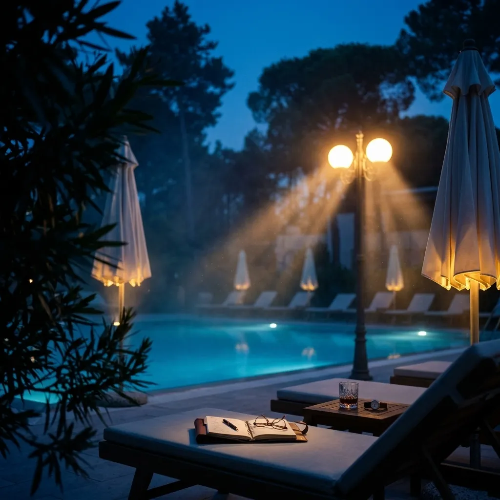 Pool in der Blauen Stunde